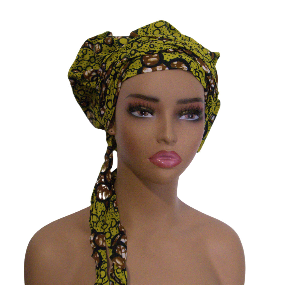 Co' Sadja: Doppelseitige Haarhaube - Wax/Satin - Handmade